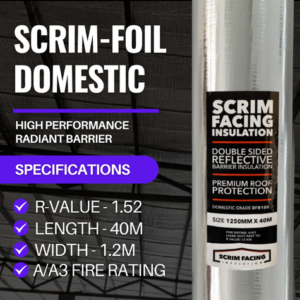 Scrim Foil Domestic double sided reflective aluminium foil insulation for residential roofs South Africa